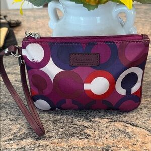 Coach Purple and Red Patterned Wristlet